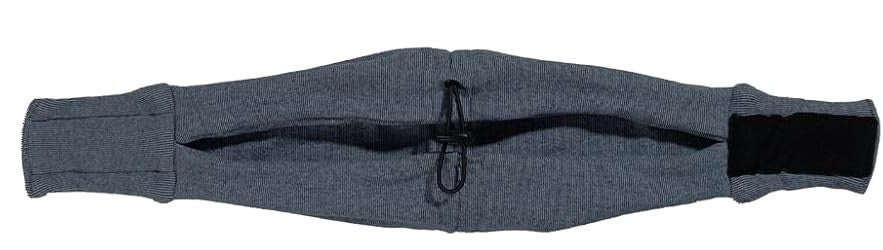 Ear wrap hoodie laid flat showing touch-fastener strap and drawstring